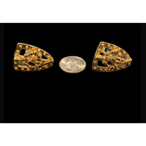 GRAZIANO Knight Cufflinks ~ GOLD-TONE ~ EXCELLENT VINTAGE CONDITION - Picture 4 of 4